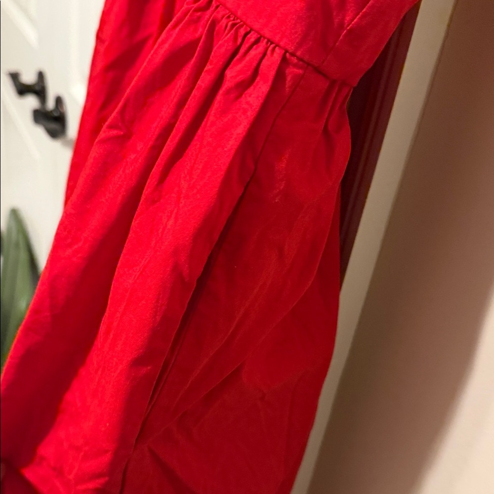 Red Spaghetti-Strap Bubble Mini Dress - Picture 7 of 11